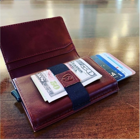 Slim Brown Leather Wallet RFID Protection Quick Release Cards Technology, - Picture 12 of 12